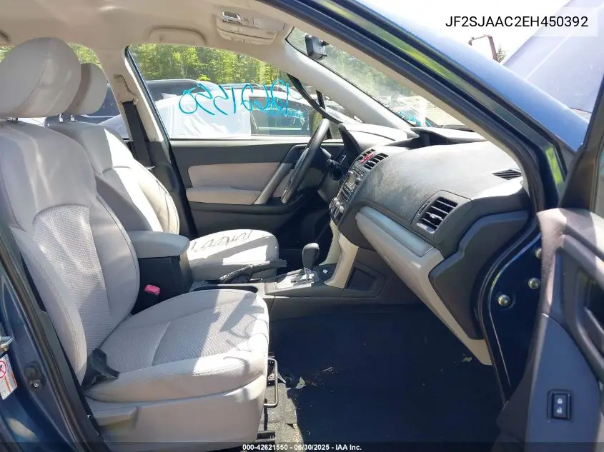 2014 Subaru Forester 2.5I VIN: JF2SJAAC2EH450392 Lot: 42621550