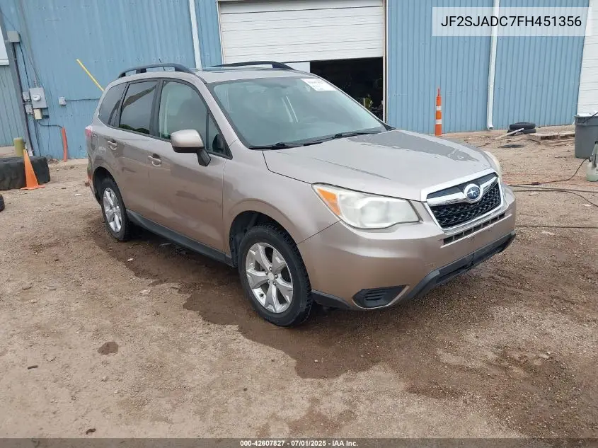 2015 Subaru Forester 2.5I Premium VIN: JF2SJADC7FH451356 Lot: 42607827
