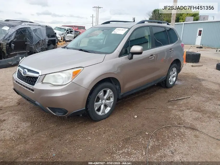 2015 Subaru Forester 2.5I Premium VIN: JF2SJADC7FH451356 Lot: 42607827