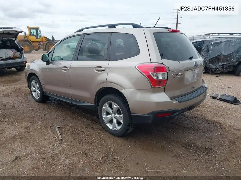 2015 Subaru Forester 2.5I Premium VIN: JF2SJADC7FH451356 Lot: 42607827