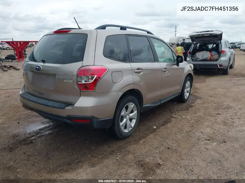 2015 Subaru Forester 2.5I Premium VIN: JF2SJADC7FH451356 Lot: 42607827