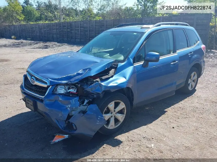 2015 Subaru Forester 2.5I Premium VIN: JF2SJADC0FH822874 Lot: 42613817