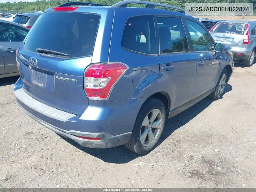 2015 Subaru Forester 2.5I Premium VIN: JF2SJADC0FH822874 Lot: 42613817