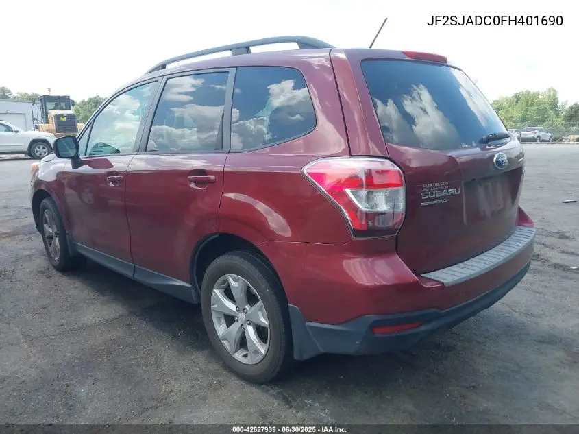 2015 Subaru Forester 2.5I Premium VIN: JF2SJADC0FH401690 Lot: 42627939