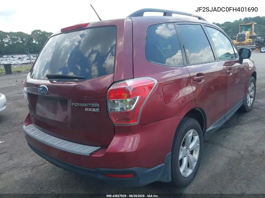 2015 Subaru Forester 2.5I Premium VIN: JF2SJADC0FH401690 Lot: 42627939