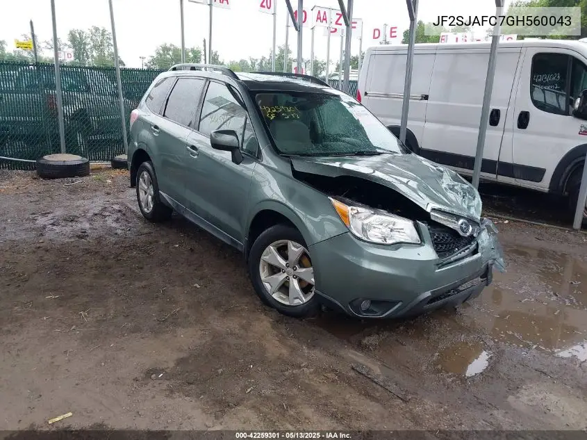 2016 Subaru Forester 2.5I Premium VIN: JF2SJAFC7GH560043 Lot: 42259301