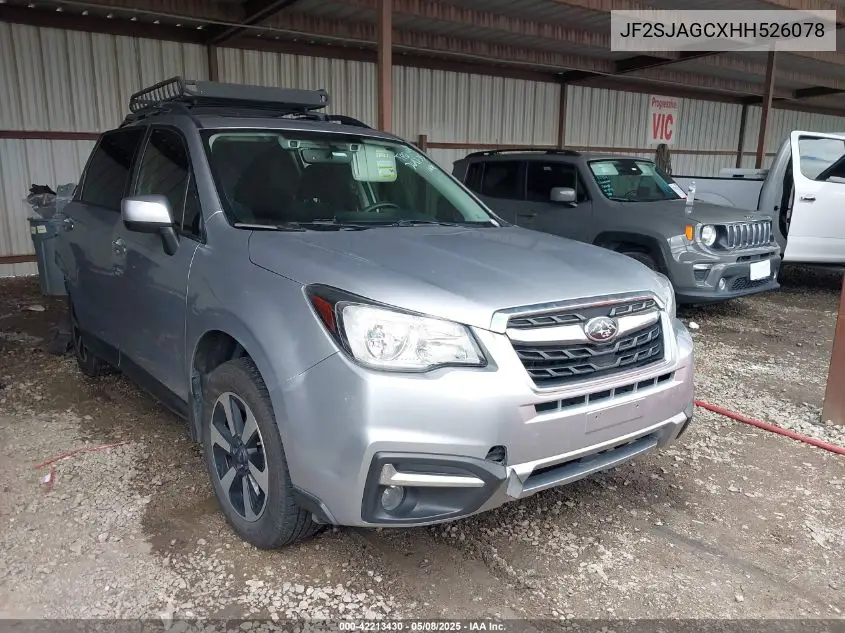 2017 Subaru Forester 2.5I Premium VIN: JF2SJAGCXHH526078 Lot: 42213430