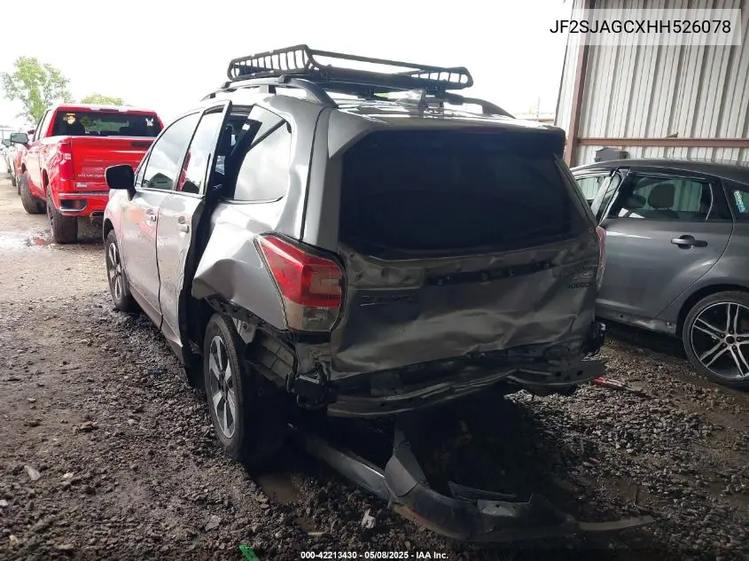 2017 Subaru Forester 2.5I Premium VIN: JF2SJAGCXHH526078 Lot: 42213430