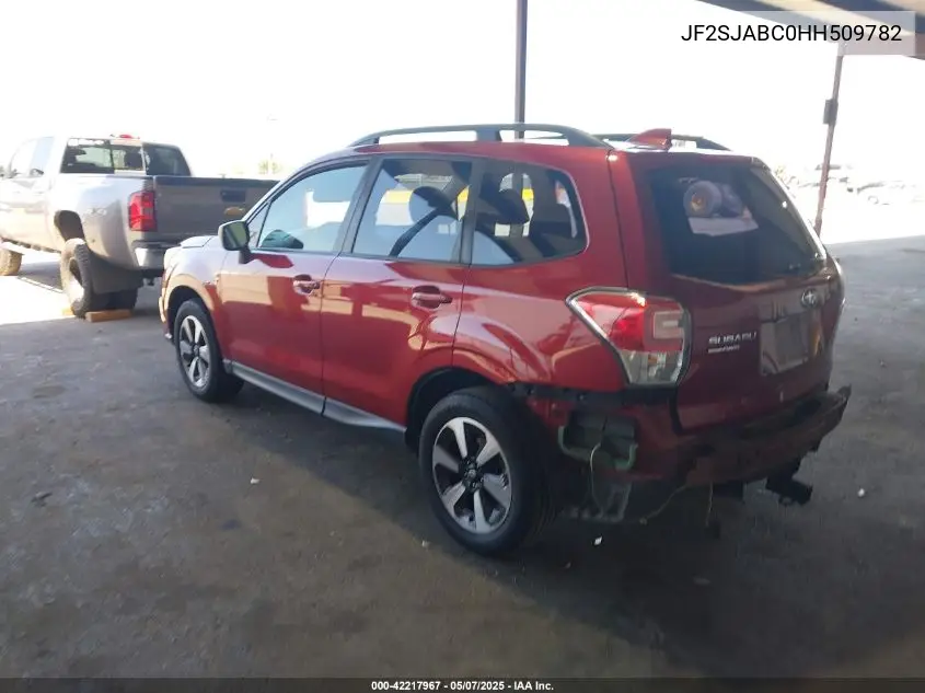 2017 Subaru Forester 2.5I VIN: JF2SJABC0HH509782 Lot: 42217967