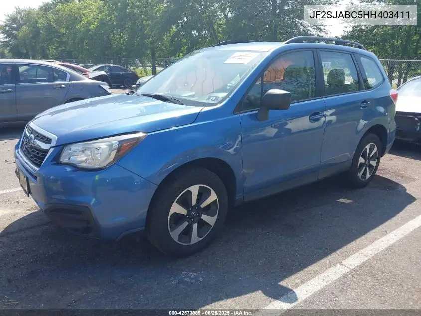 2017 Subaru Forester 2.5I VIN: JF2SJABC5HH403411 Lot: 42573089