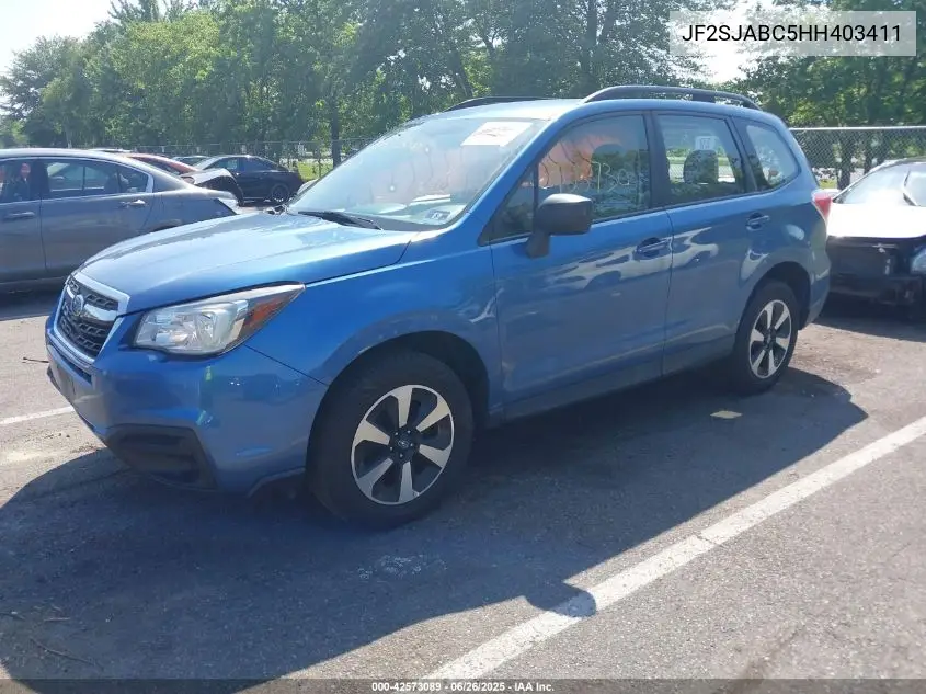 2017 Subaru Forester 2.5I VIN: JF2SJABC5HH403411 Lot: 42573089