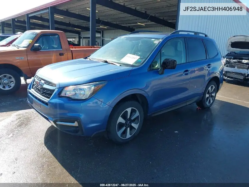 2017 Subaru Forester 2.5I Premium VIN: JF2SJAEC3HH406948 Lot: 42612247