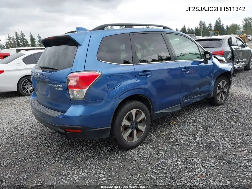 2017 Subaru Forester 2.5I Limited VIN: JF2SJAJC2HH511342 Lot: 42613641