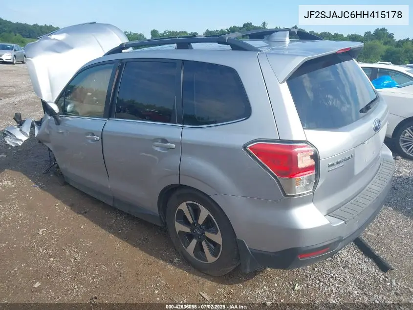 2017 Subaru Forester 2.5I Limited VIN: JF2SJAJC6HH415178 Lot: 42636056