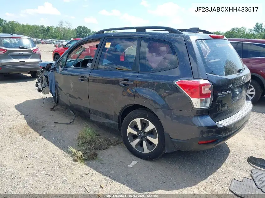 2017 Subaru Forester 2.5I VIN: JF2SJABCXHH433617 Lot: 42639531