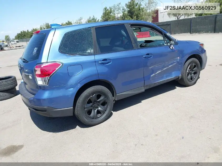 2018 Subaru Forester 2.5I VIN: JF2SJAACXJG560929 Lot: 41969328