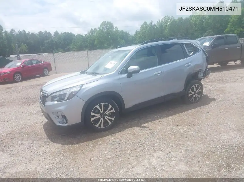 2021 Subaru Forester Limited VIN: JF2SKASC0MH510471 Lot: 42247275