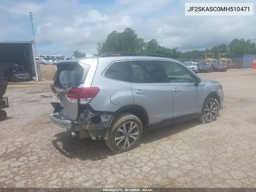 2021 Subaru Forester Limited VIN: JF2SKASC0MH510471 Lot: 42247275