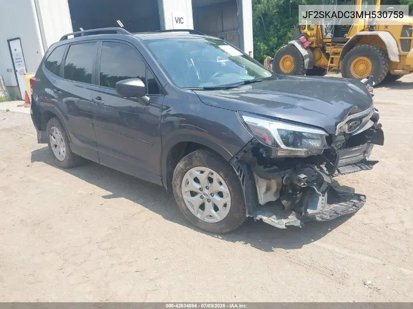 2021 Subaru Forester VIN: JF2SKADC3MH530758 Lot: 42634894