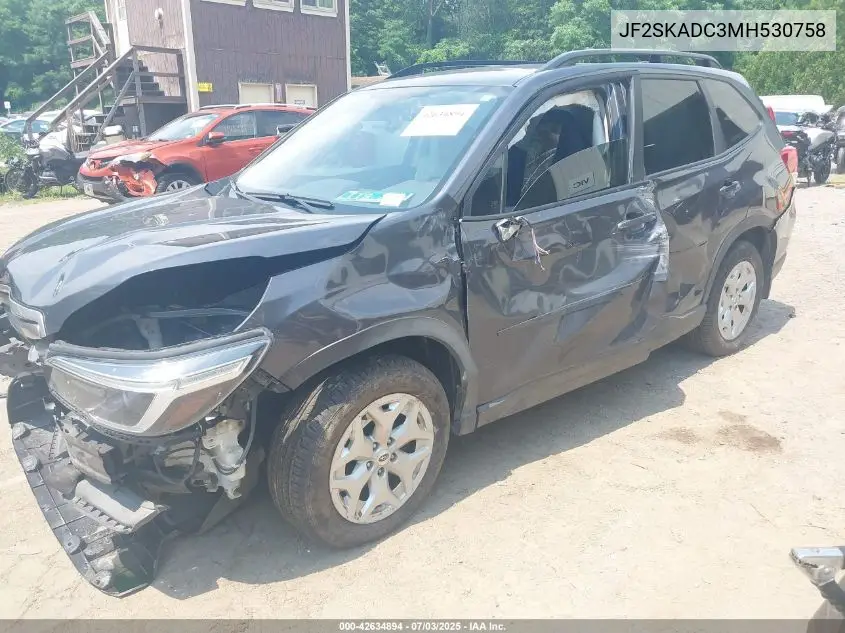 2021 Subaru Forester VIN: JF2SKADC3MH530758 Lot: 42634894
