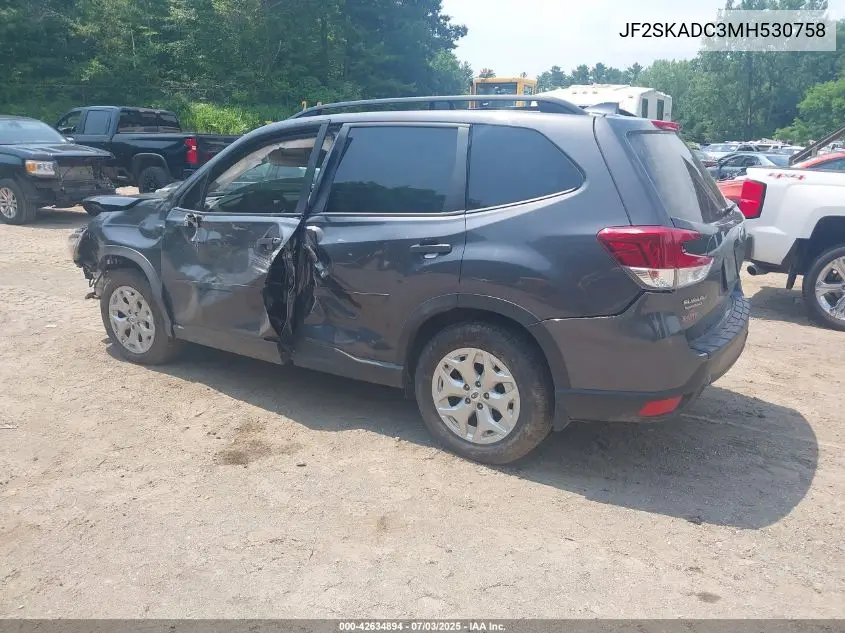2021 Subaru Forester VIN: JF2SKADC3MH530758 Lot: 42634894