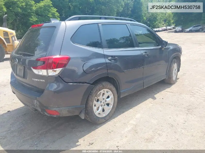 2021 Subaru Forester VIN: JF2SKADC3MH530758 Lot: 42634894