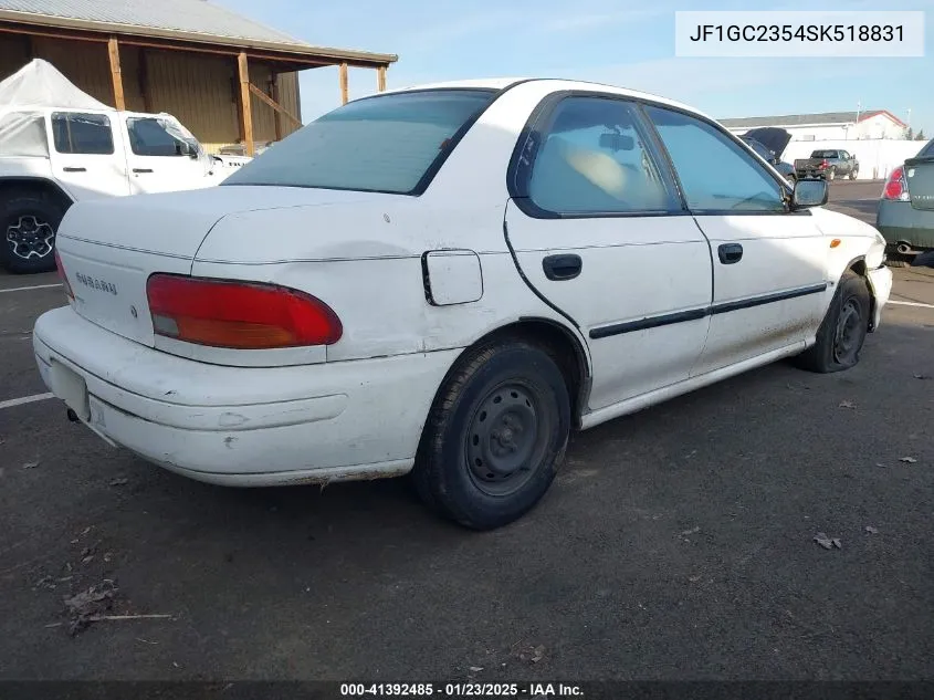 1995 Subaru Impreza L Plus VIN: JF1GC2354SK518831 Lot: 41392485