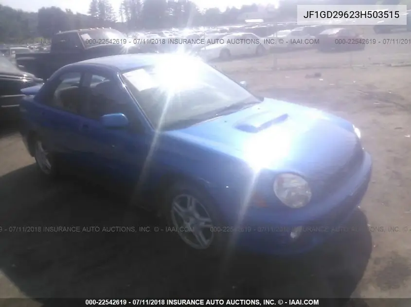 2003 Subaru Impreza Wrx VIN: JF1GD29623H503515 Lot: 22542619
