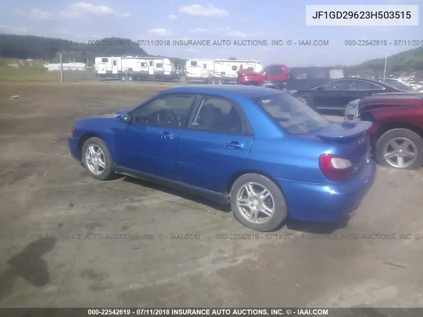 2003 Subaru Impreza Wrx VIN: JF1GD29623H503515 Lot: 22542619