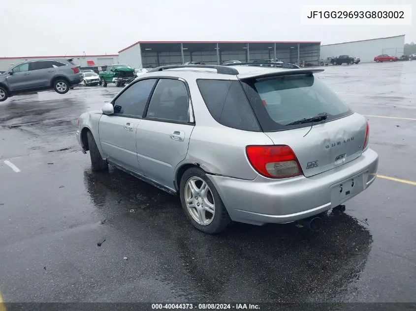 2003 Subaru Impreza Wrx VIN: JF1GG29693G803002 Lot: 40044373