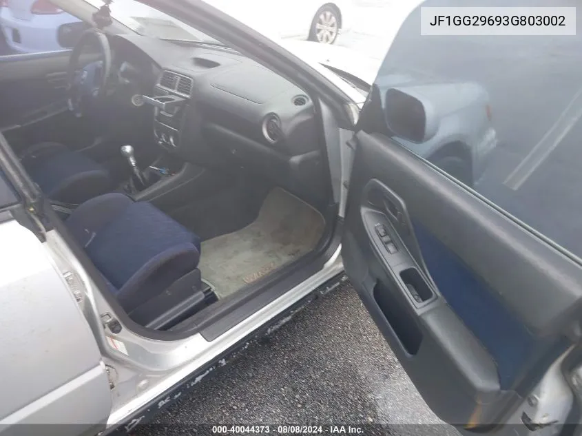 2003 Subaru Impreza Wrx VIN: JF1GG29693G803002 Lot: 40044373