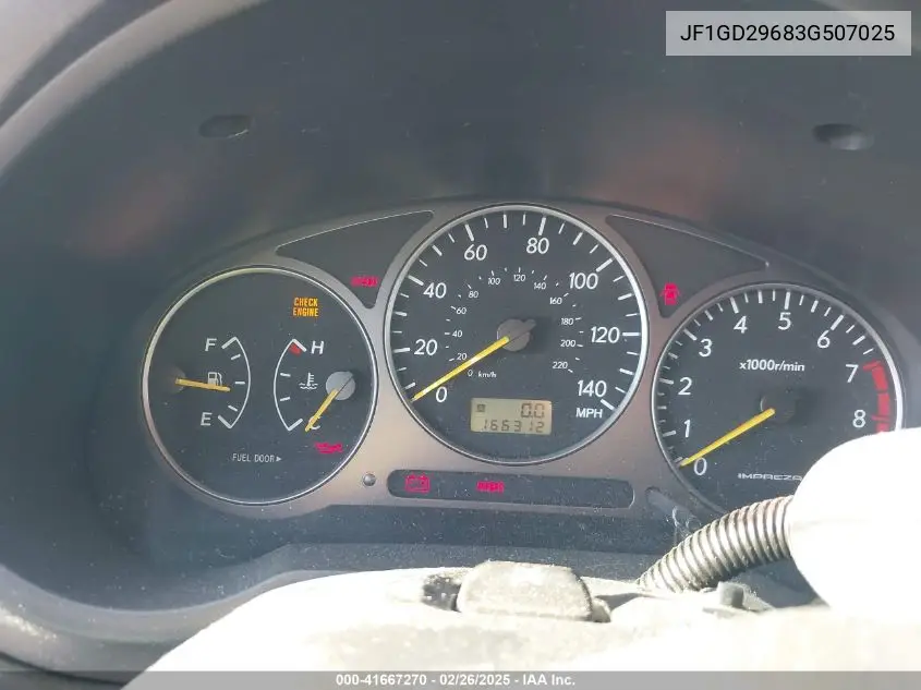 2003 Subaru Impreza Wrx VIN: JF1GD29683G507025 Lot: 41667270
