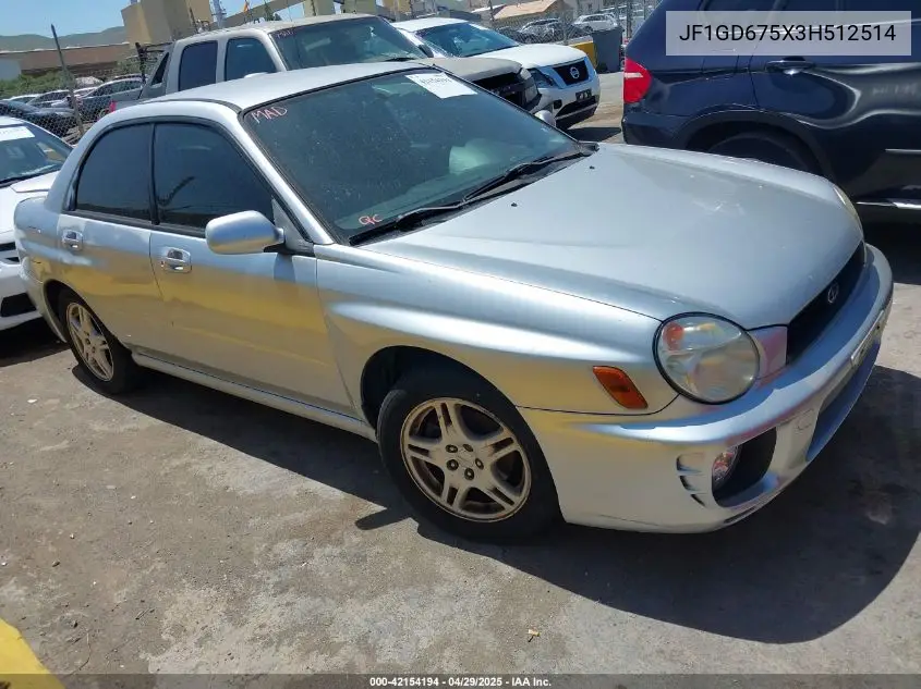 2003 Subaru Impreza 2.5Rs VIN: JF1GD675X3H512514 Lot: 42154194