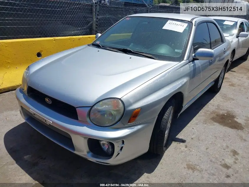2003 Subaru Impreza 2.5Rs VIN: JF1GD675X3H512514 Lot: 42154194