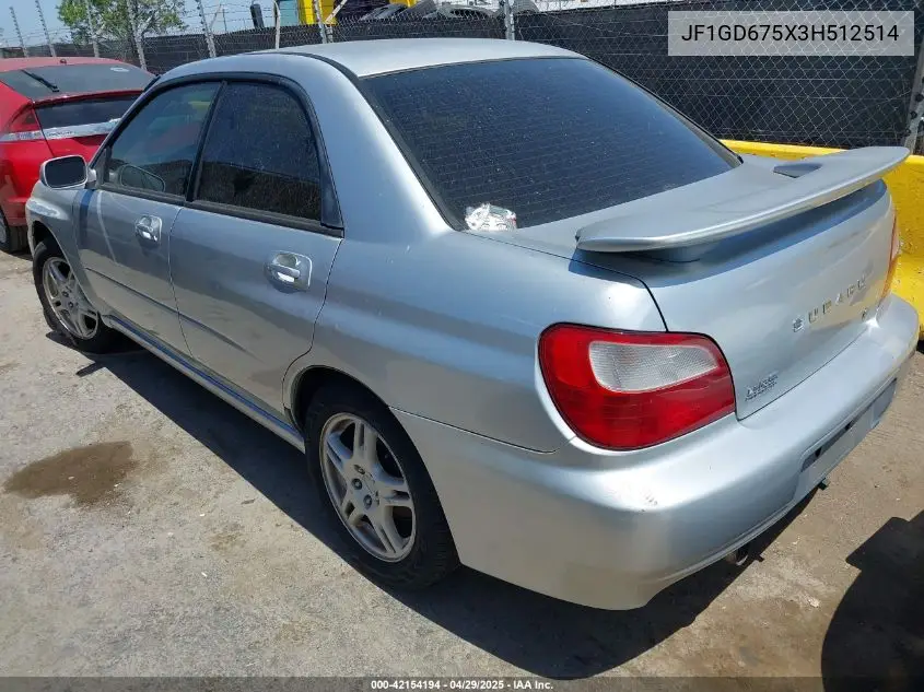 2003 Subaru Impreza 2.5Rs VIN: JF1GD675X3H512514 Lot: 42154194