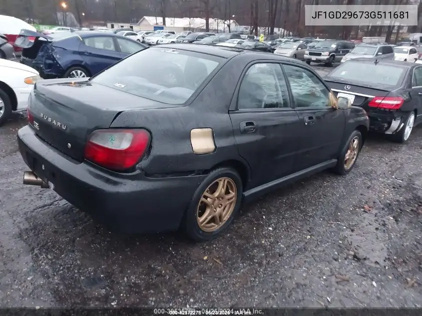 2003 Subaru Impreza Wrx VIN: JF1GD29673G511681 Lot: 42572278