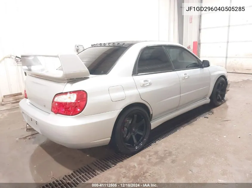 2004 Subaru Impreza Wrx VIN: JF1GD29604G505285 Lot: 41112505