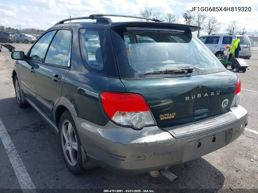 2004 Subaru Impreza Outback Sport VIN: JF1GG685X4H819320 Lot: 41912961