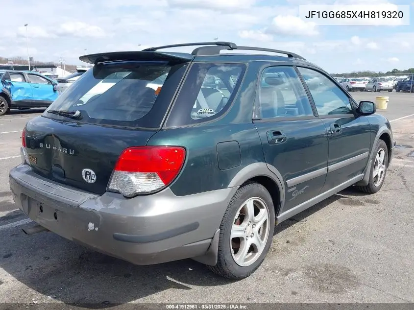 2004 Subaru Impreza Outback Sport VIN: JF1GG685X4H819320 Lot: 41912961