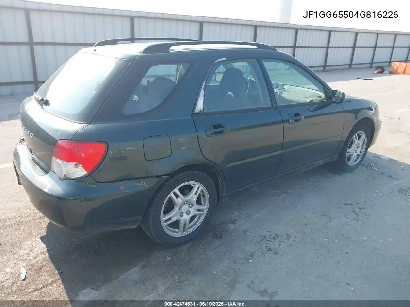 2004 Subaru Impreza 2.5Ts VIN: JF1GG65504G816226 Lot: 42474631