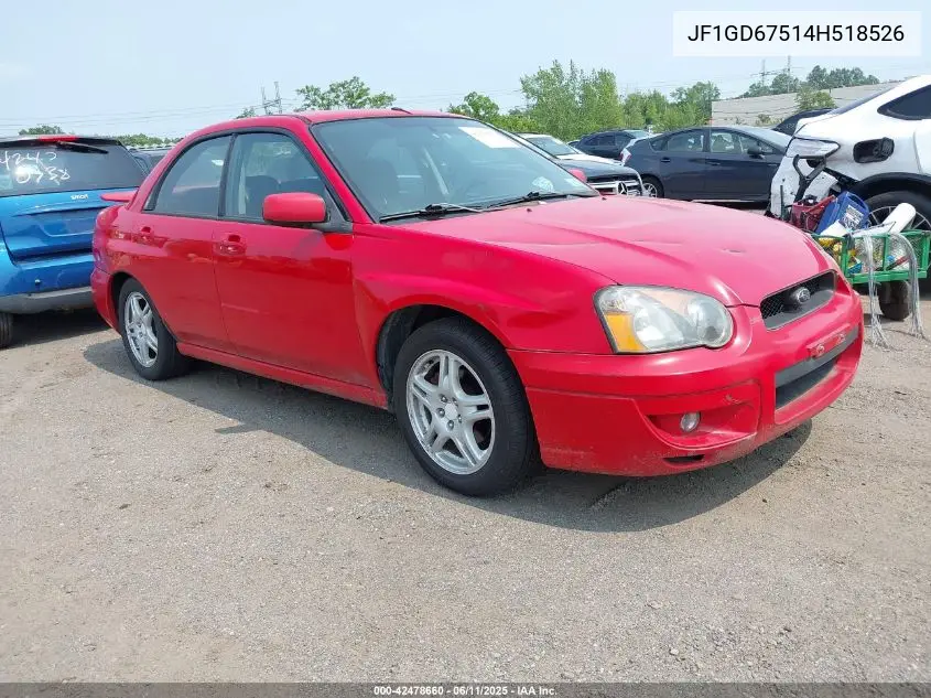 2004 Subaru Impreza 2.5Rs VIN: JF1GD67514H518526 Lot: 42478660