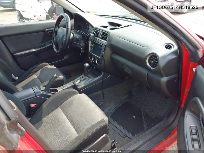 2004 Subaru Impreza 2.5Rs VIN: JF1GD67514H518526 Lot: 42478660