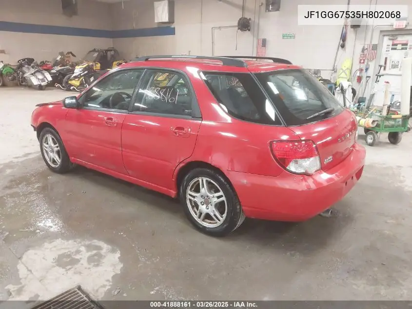 2005 Subaru Impreza 2.5Rs VIN: JF1GG67535H802068 Lot: 41888161
