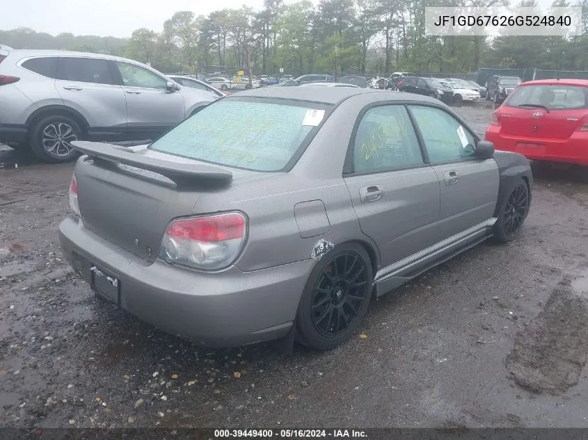 2006 Subaru Impreza 2.5I VIN: JF1GD67626G524840 Lot: 39449400