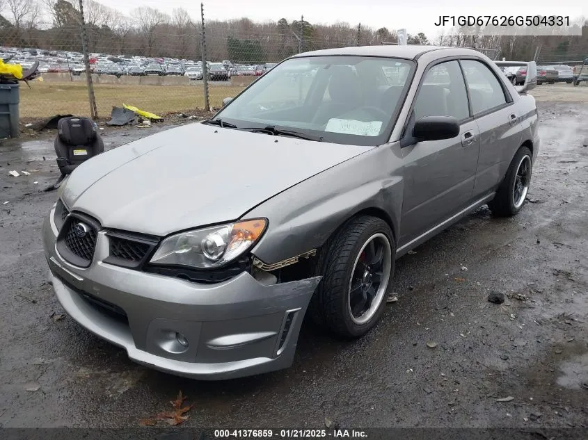 2006 Subaru Impreza 2.5I VIN: JF1GD67626G504331 Lot: 41376859
