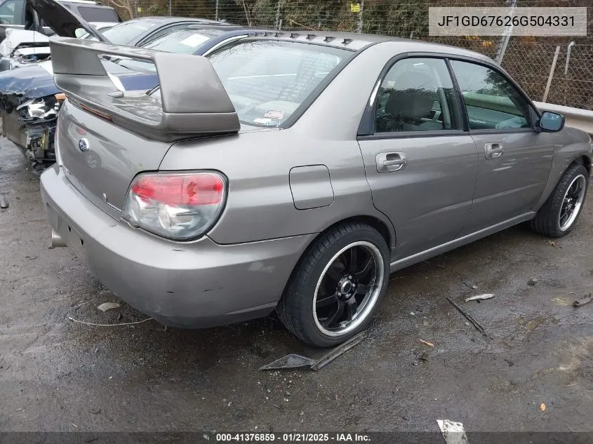 2006 Subaru Impreza 2.5I VIN: JF1GD67626G504331 Lot: 41376859