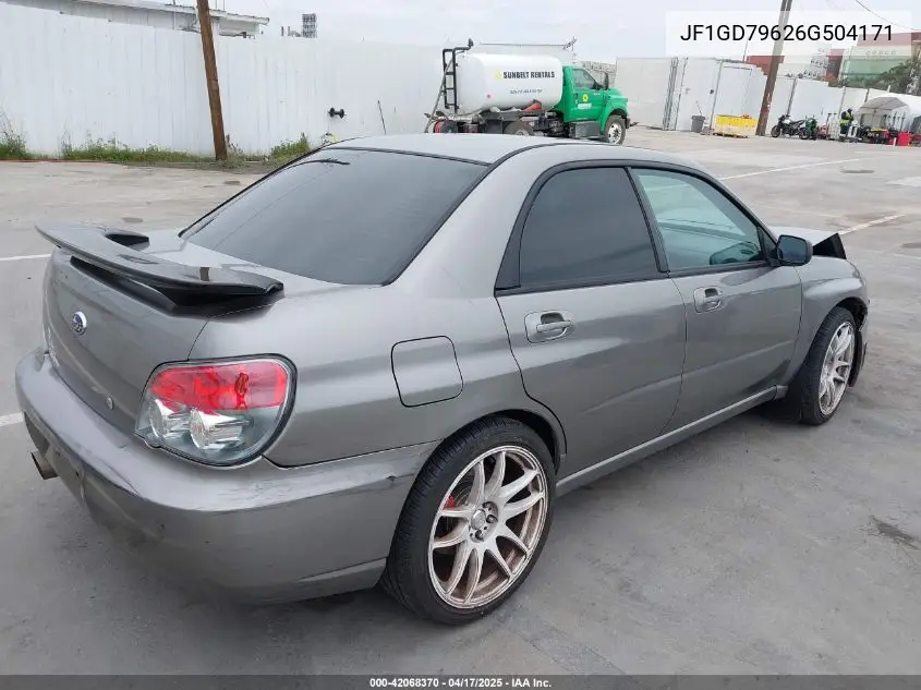 2006 Subaru Impreza Wrx/Wrx Limited/Wrx Tr VIN: JF1GD79626G504171 Lot: 42068370