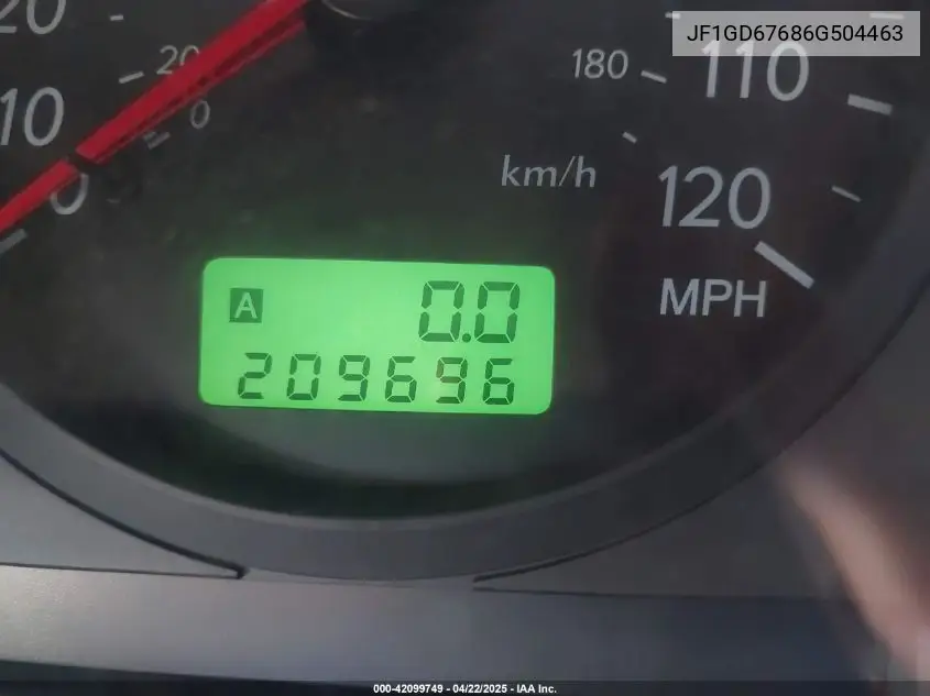 2006 Subaru Impreza 2.5I VIN: JF1GD67686G504463 Lot: 42099749