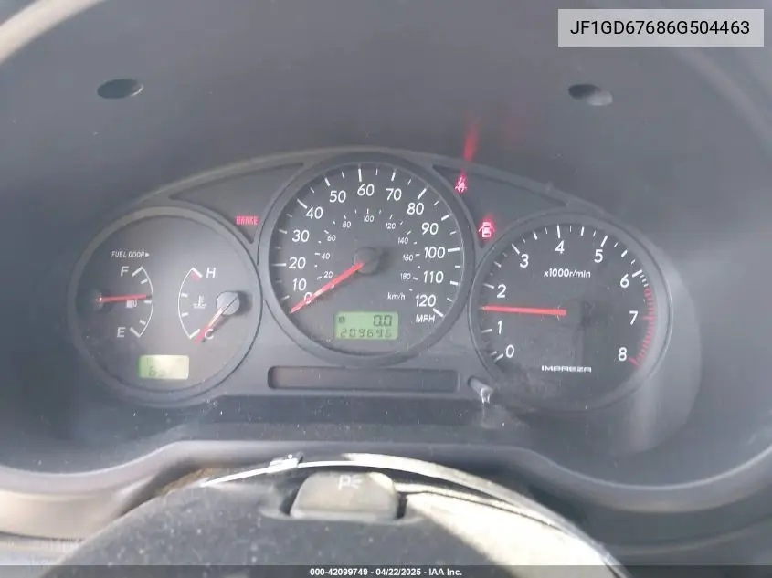 2006 Subaru Impreza 2.5I VIN: JF1GD67686G504463 Lot: 42099749
