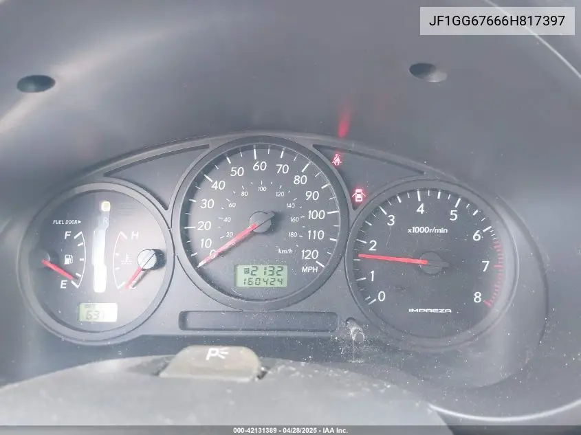 2006 Subaru Impreza 2.5I VIN: JF1GG67666H817397 Lot: 42131389